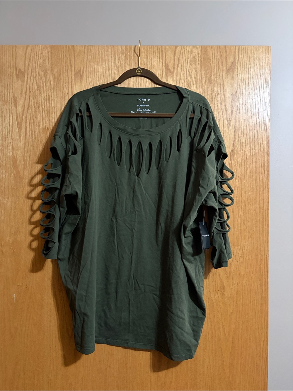 torrid Olive Lattice Cutout Short Sleeve Tee